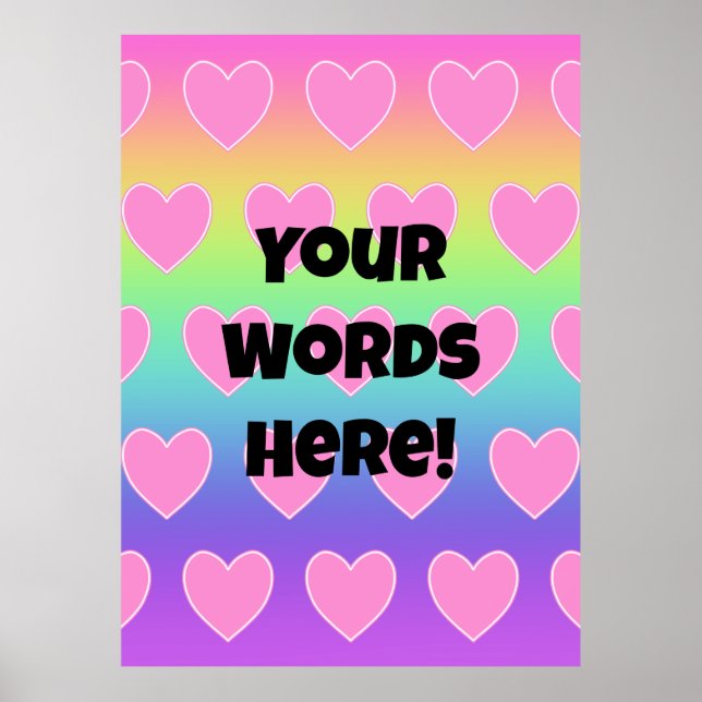 Personalised Rainbow and Pink Hearts  Poster (Front)