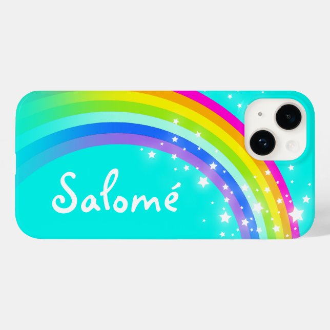 Personalised rainbow aqua iphone case (Back (Horizontal))