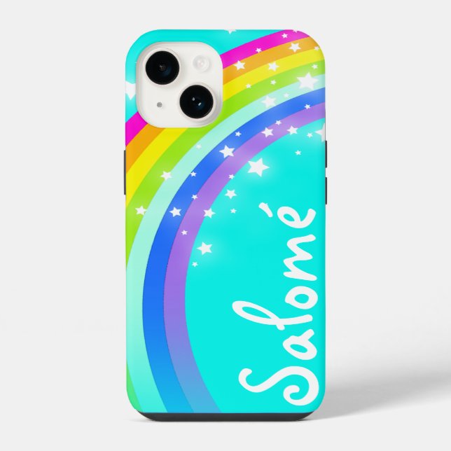 Personalised rainbow aqua iphone case (Back)