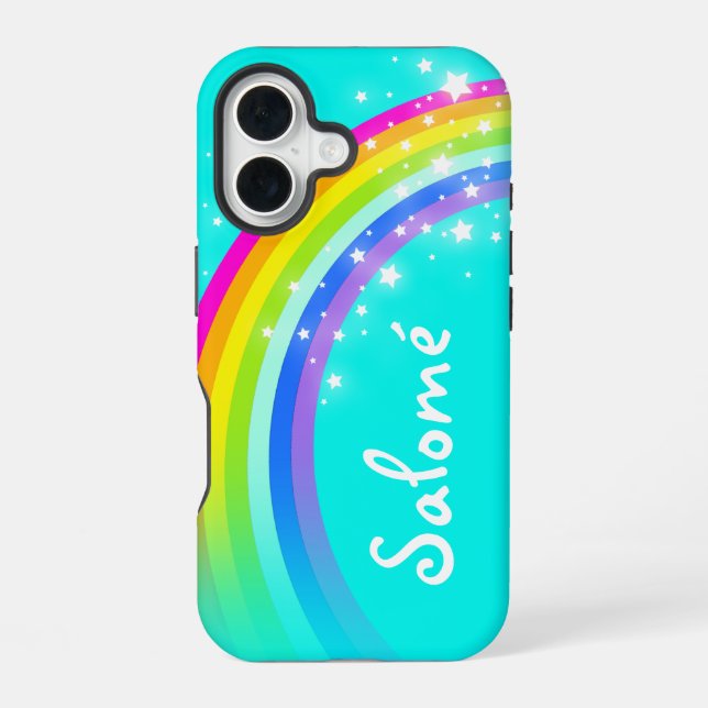 Personalised rainbow aqua iphone case (Back)