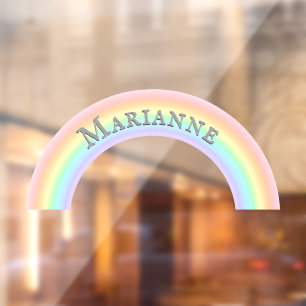 Personalised Rainbow Arch Pastel Colours Kids' Window Cling