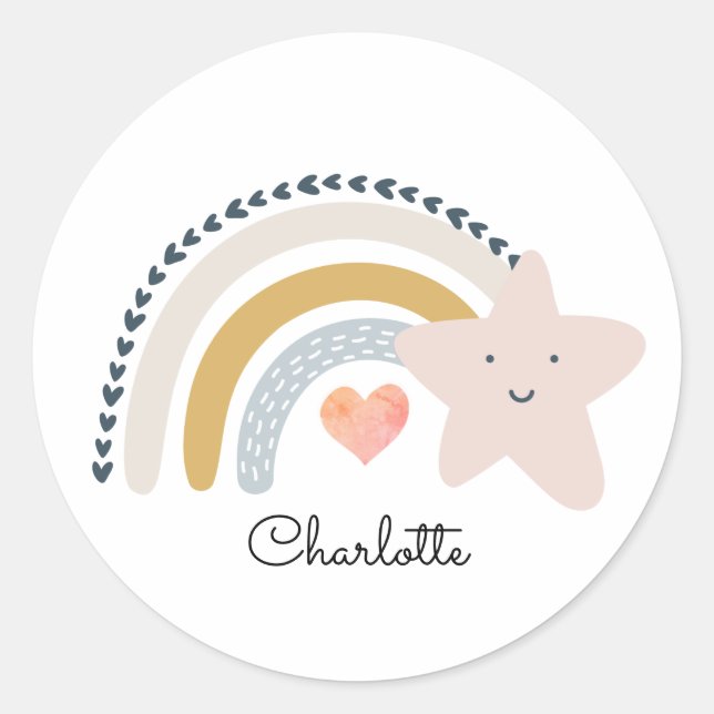Personalised Rainbow Baby  Classic Round Sticker (Front)