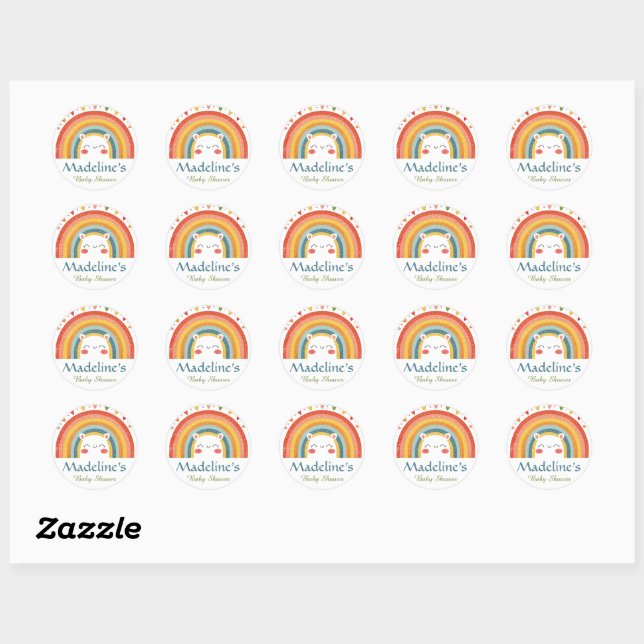 Personalised Rainbow Baby Shower Invitation Seals (Sheet)