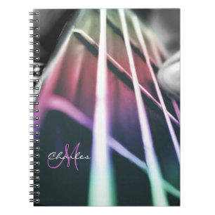 Personalised Rainbow Bass Guitar Music Notebook