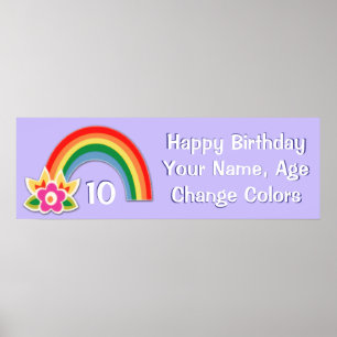 Personalised Rainbow Birthday Banner Posters