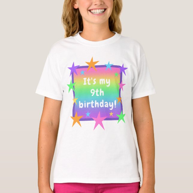Personalised Rainbow Birthday Girls' T-Shirt (Front)