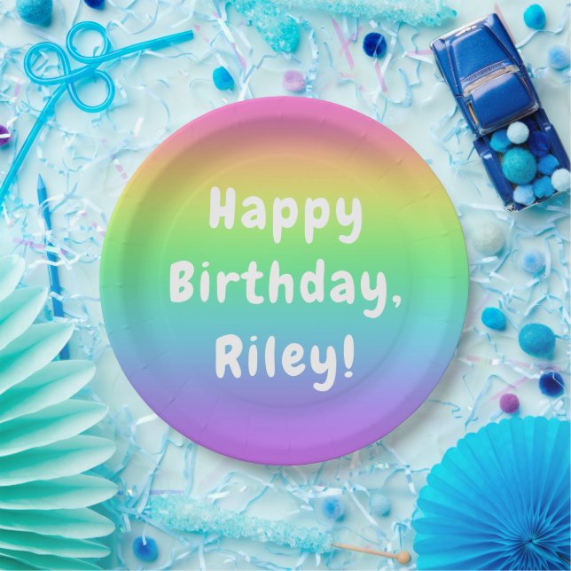 Personalised Rainbow Birthday Plates (Party)