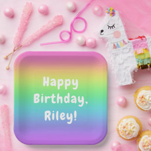 Personalised Rainbow Birthday Plates