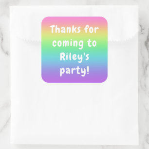 Personalised Rainbow Birthday Square Sticker