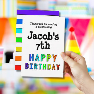 Personalised Rainbow Birthday Thank You Card