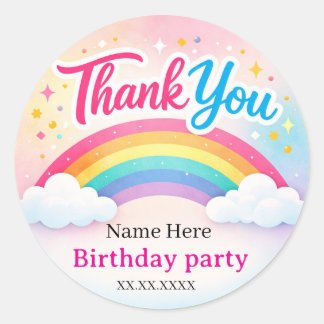 Personalised Rainbow Birthday Thank You Stickers