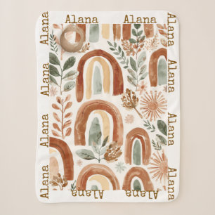 Personalised Rainbow Boho Name Sherpa Blanket