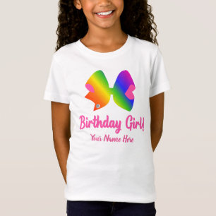 Personalised Rainbow Bow Birthday Girl Shirt