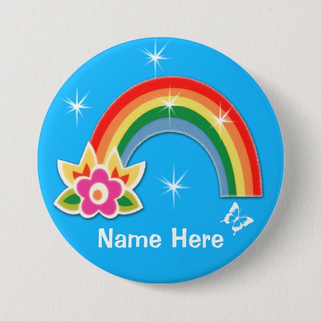 Personalised Rainbow Buttons Pins with Your Text (Front)