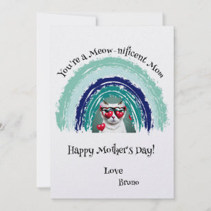 Personalised Rainbow Cat Photo Mother's Day Card