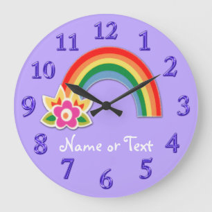 Personalised Rainbow Clock in YOUR COLORS, TEXT