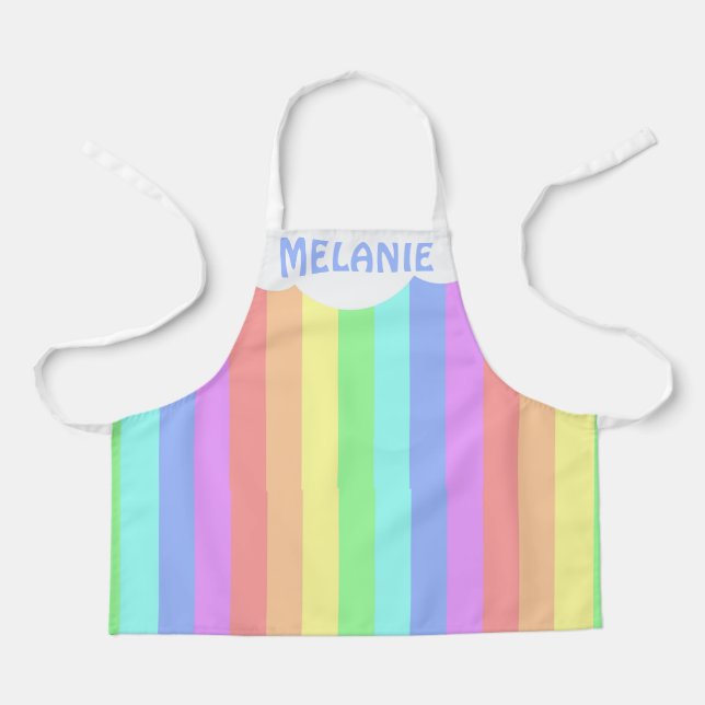Personalised Rainbow Cloud Colourful Apron (Front)