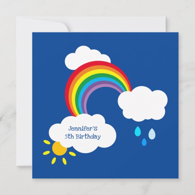 Personalised Rainbow, Clouds, Rain & Sun Birthday (Front)
