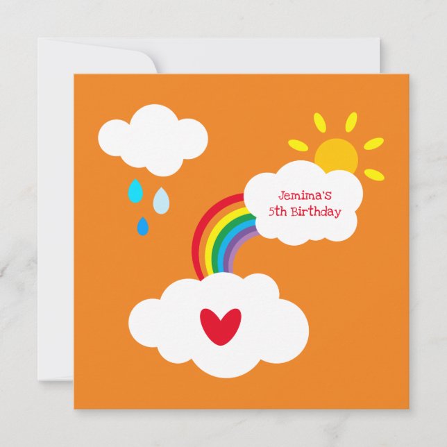 Personalised Rainbow, Clouds, Rain & Sun Birthday (Front)