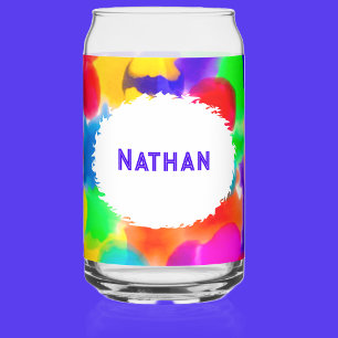 Personalised Rainbow Colour Splash Can Glass