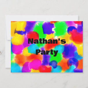 Personalised Rainbow Colour Splash  Invitation