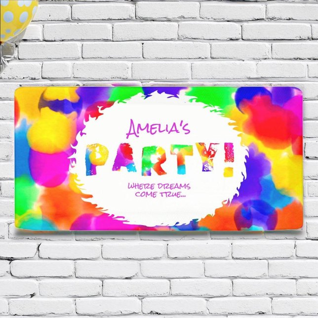 Personalised Rainbow Colour Splash Party  Banner (Creator Uploaded)