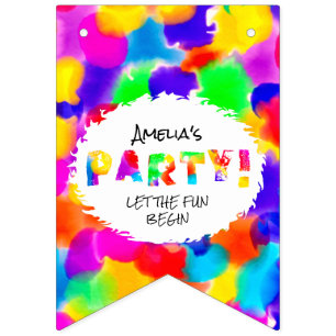 Personalised Rainbow Colour Splash Party  Bunting