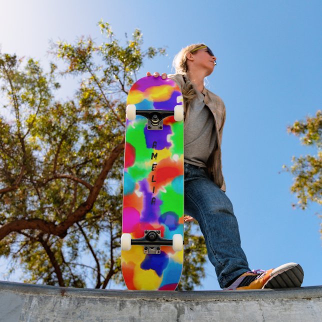 Personalised Rainbow  Colour Splash  Skateboard (Outdoor 1)