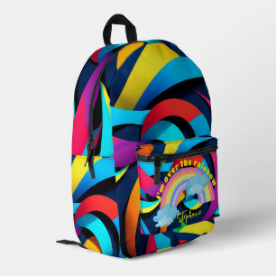 Personalised rainbow colour striped Backpack, Printed Backpack