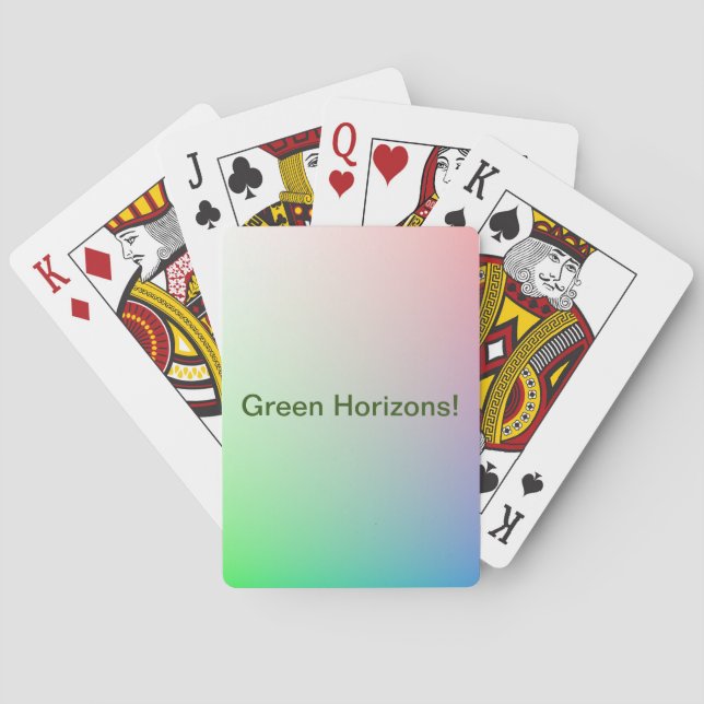 Personalised Rainbow Colours Abstract Art Green Playing Cards (Back)