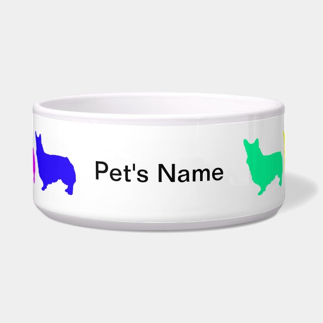Personalised Rainbow Corgi 2 Bowl (Front)