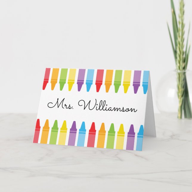 Personalised Rainbow Crayons Teacher Appreciation Card (Front)