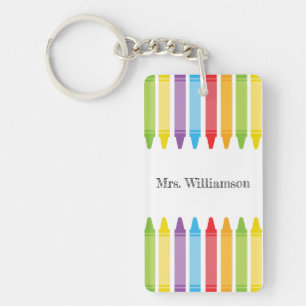 Personalised Rainbow Crayons Teacher Appreciation  Key Ring