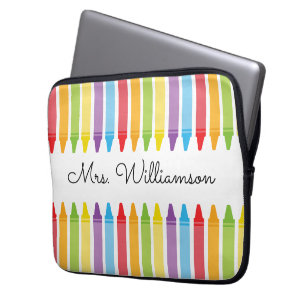 Personalised Rainbow Crayons Teacher Appreciation Laptop Sleeve