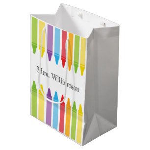 Personalised Rainbow Crayons Teacher Appreciation  Medium Gift Bag