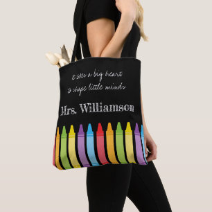 Personalised Rainbow Crayons Teacher Appreciation Tote Bag