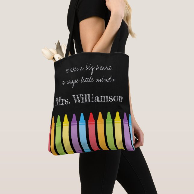 Personalised Rainbow Crayons Teacher Appreciation  Tote Bag (Close Up)