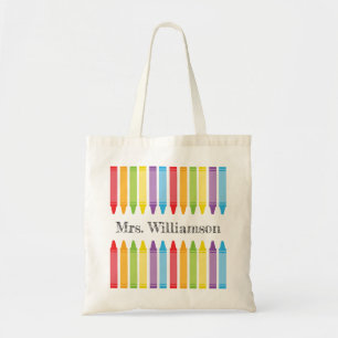 Personalised Rainbow Crayons Teacher Appreciation Tote Bag