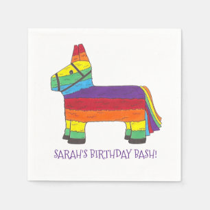 Personalised Rainbow Donkey Piñata Birthday Party Napkin