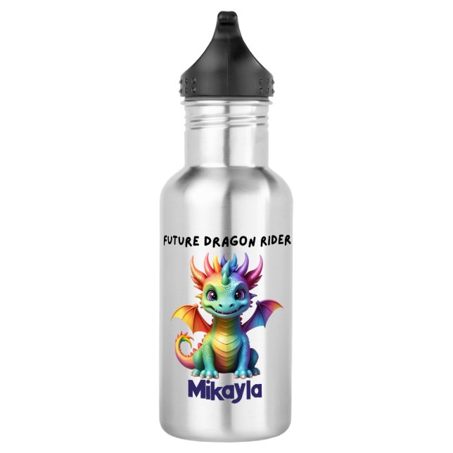 Personalised Rainbow Dragon 532 Ml Water Bottle (Right)