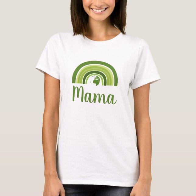 Personalised rainbow earth Mama T-Shirt (Front)