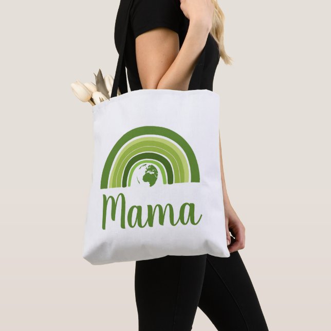 Personalised rainbow Earth Mama Tote Bag (Close Up)