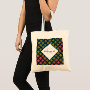 Personalised Rainbow Floral Fountain Art Deco Fans Tote Bag