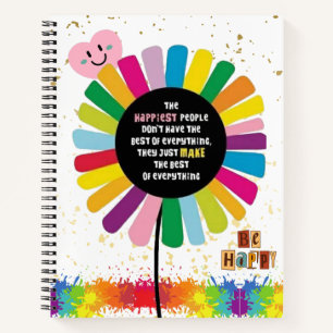 Personalised Rainbow-Flower vibrant Spiral Notebook
