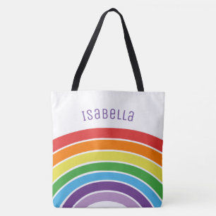 Personalised Rainbow Girls Colourful Custom Trendy Tote Bag