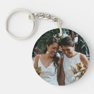 Personalised Rainbow Glitter Custom Photo Key Ring