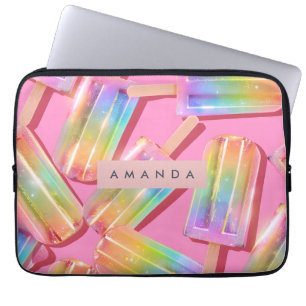 Personalised Rainbow Glitter Popsicle Dreamt Laptop Sleeve