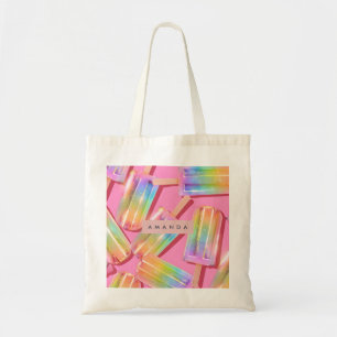Personalised Rainbow Glitter Popsicle Dreamt Tote Bag