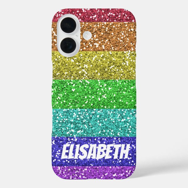 Personalised Rainbow Glitter Stripes Case-Mate iPhone Case (Back)
