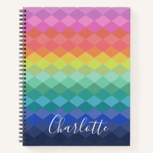 Personalised Rainbow Gradient Elegant Vibrant Name Notebook